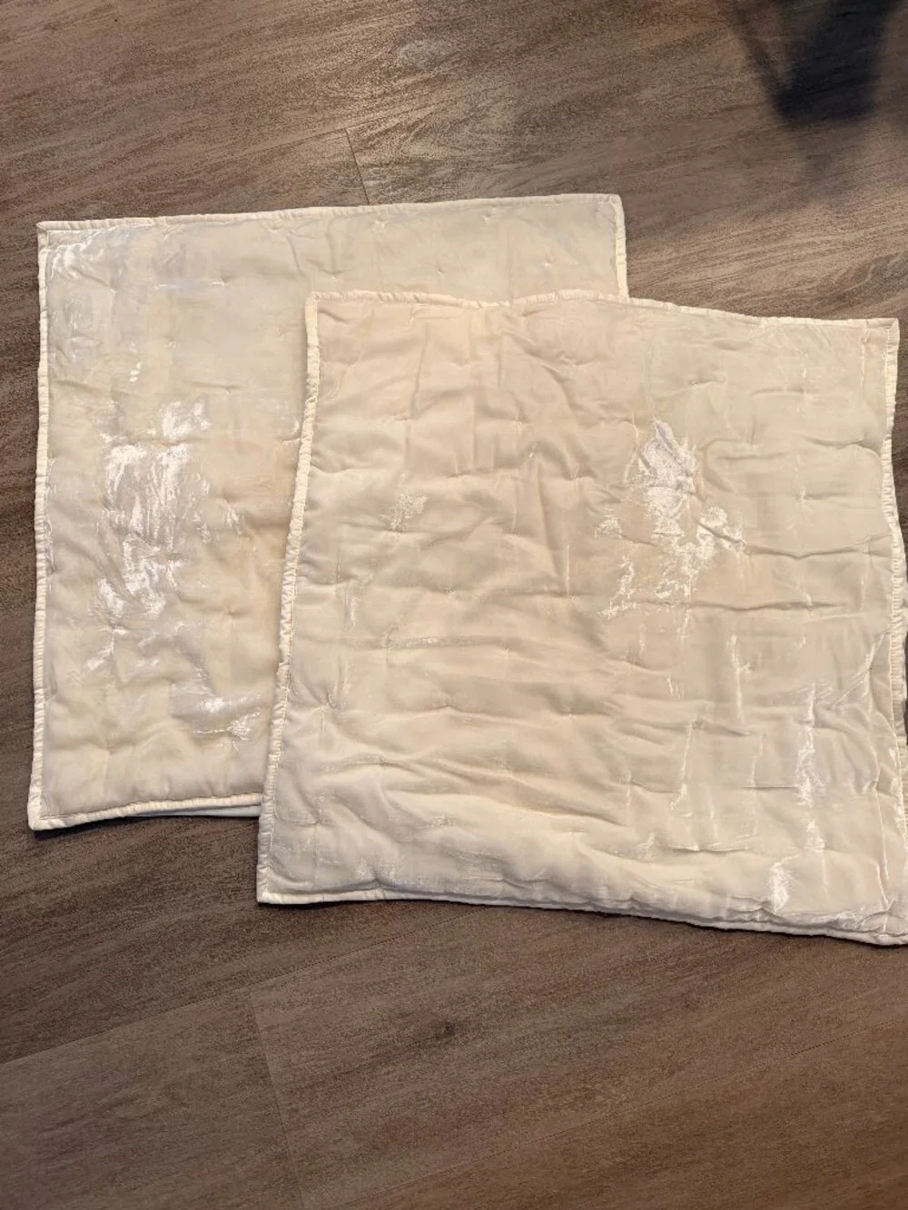 Two Ivory Velvet Euro Shams - Crate and Barrel